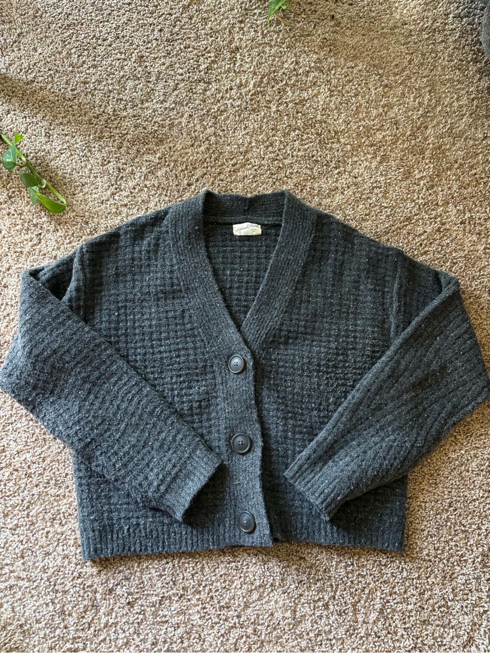 Universal Thread Charcoal Gray Button V-Neck Cardigan